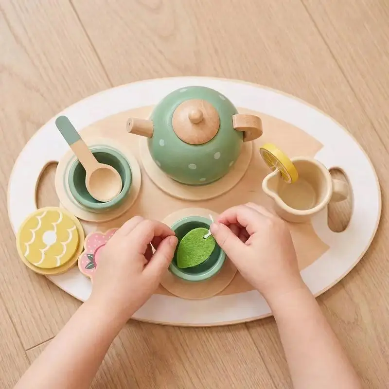 

Wooden Tea Set for Kids 3-5 Years – Pretend Play Kitchen Toy, Tea Time Party Accessories for Boys & Girls