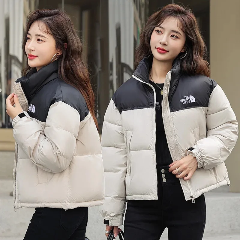 Winter Short Stitching Contrast Down Cotton-Padded Jacket Women\'s New 2023 Fashion Loose Padded Jacket Clothes Women Coat