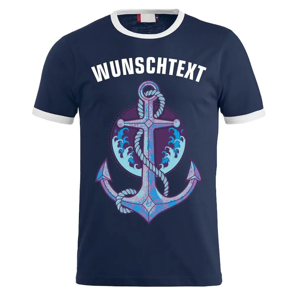 WISH TEXT Anchor Sea T-Shirt with Name or Own Text Baltic Sea North Sea Gift  High Quality 100%Cotton Short Sleeve