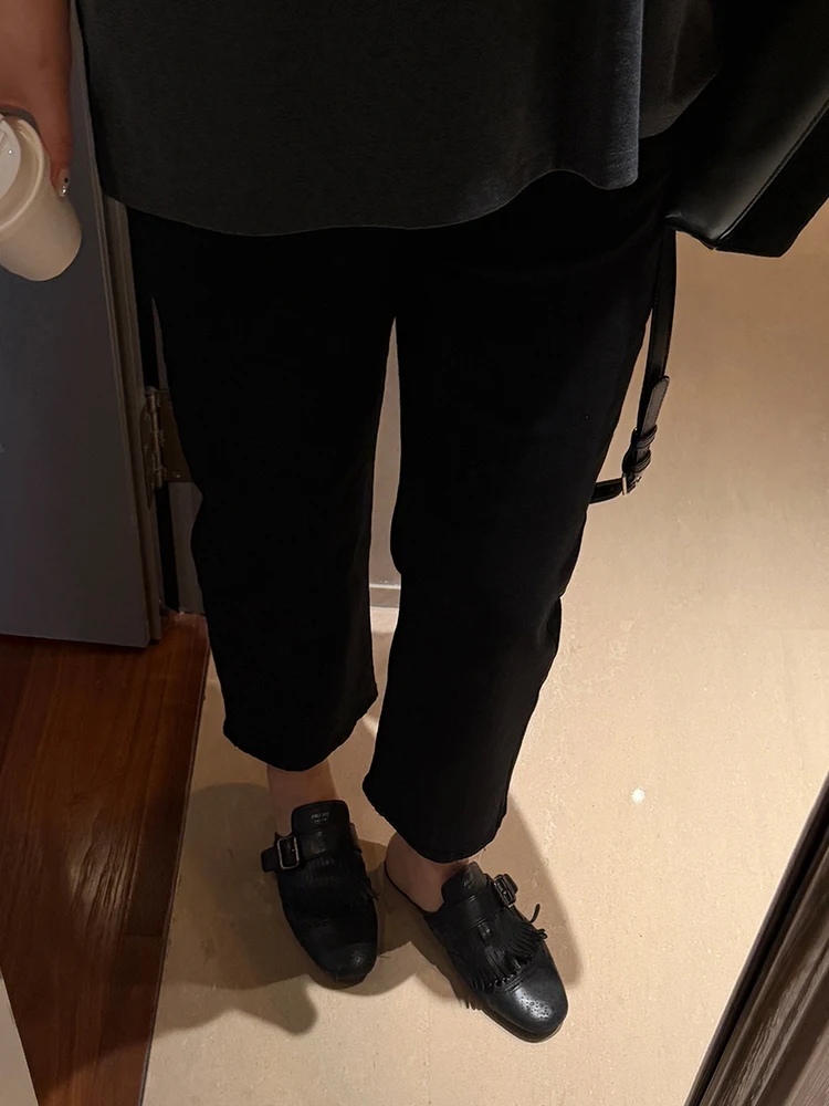 

Классические прямые джинсы с высокой талией больших размеров, черные, утягивающие, в стиле карандаш, женские, повседневные, модные, весна-лето