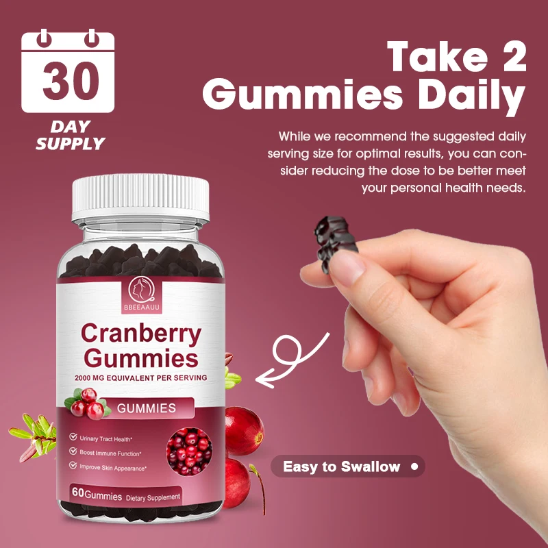 Organic Cranberry Gummies Rich in Vitamin C Support Urinary Health Clean the Urinary Tract and Kidneys Relieve Urinary Pain