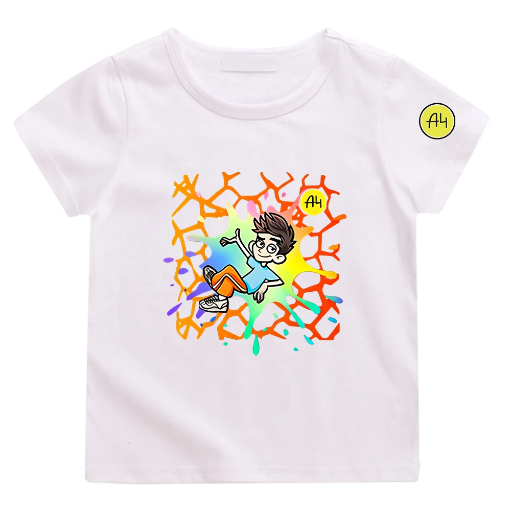 Merch A4 Shirt Boy Girl T-Shirts Cartoon Lamba Влад Бумага T-Shirts 100% Cotton Kids Tops Summer Short Sleeves Children Clothing