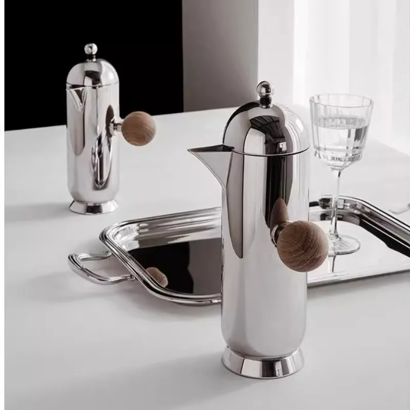 1PC French Press Pot European Stainless Steel Household Extraction Hand Brew Coffee Pot Milk Foam Appliance Light Luxury Decor