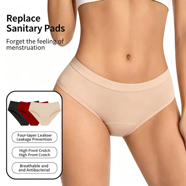 3Pcs Heavy Flow Menstrual Panties 4-Layer Women Period Physiological Underwear EU Size Absorbency Leak Proof Incontinence Brie 2 3Pcs Heavy Flow Menstrual Panties 4-Layer Women Period Physiological Underwear EU Size Absorbency Leak Proof Incontinence Brie 2