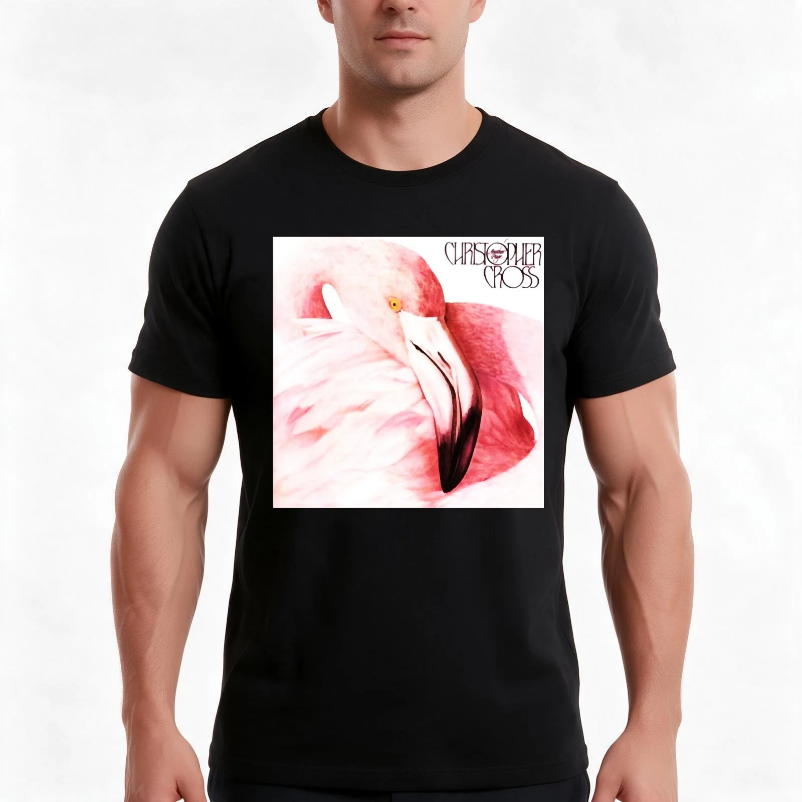 Christopher Cross T-Shirt, Summer Casual Cotton Tee, Oversized Streetwear Tops, Vintage Graphic Print, Loose Fit Short Sleeve