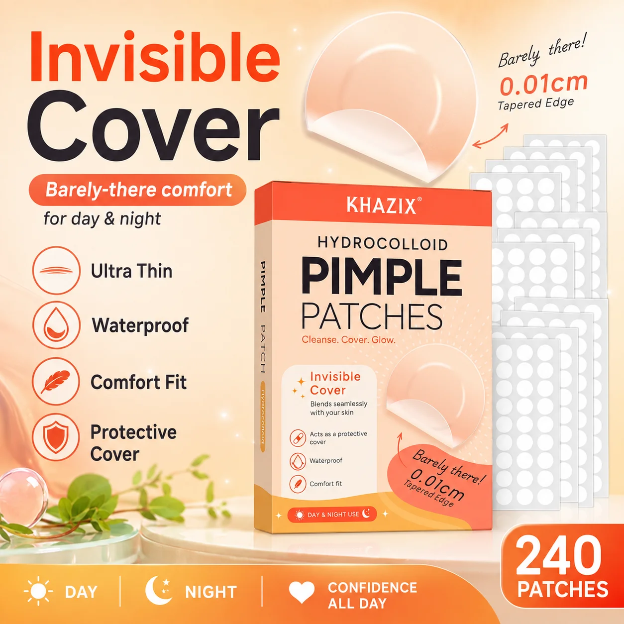 80/200/400Pcs Mini Hydrocolloid Facial Patches, Invisible Concealer Stickers, Waterproof, Small Size, Day & Night Use