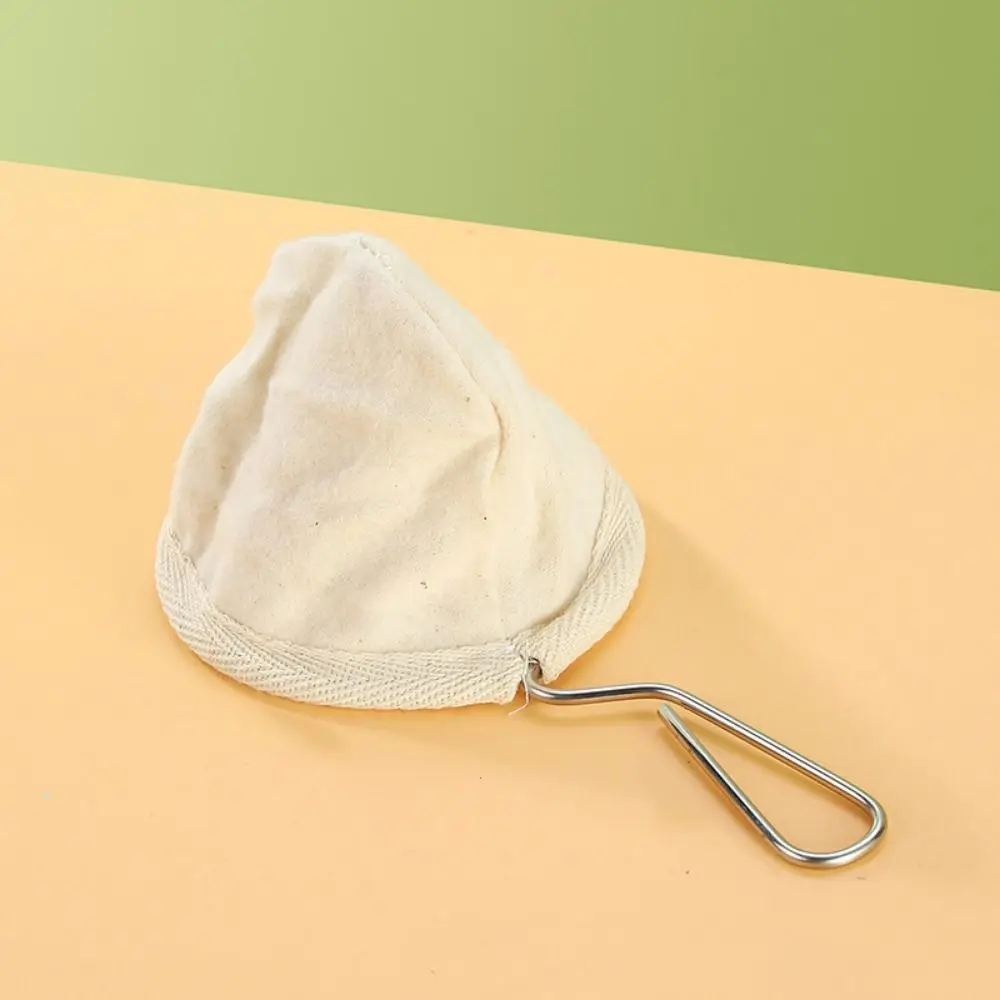 Flannel Cloth Coffee Filter Strainers Reusable Stainless Steel Handle Pour Over Coffee Dripper Hanging Hole Fine Mesh