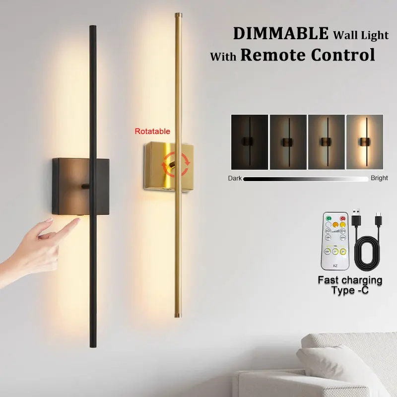 

Wireless Touch Switch LED Wall Lighting Fixtures for Bathroom Bedside Indoor Rechargeable LED Wall Lamps Wall Sconce for Home