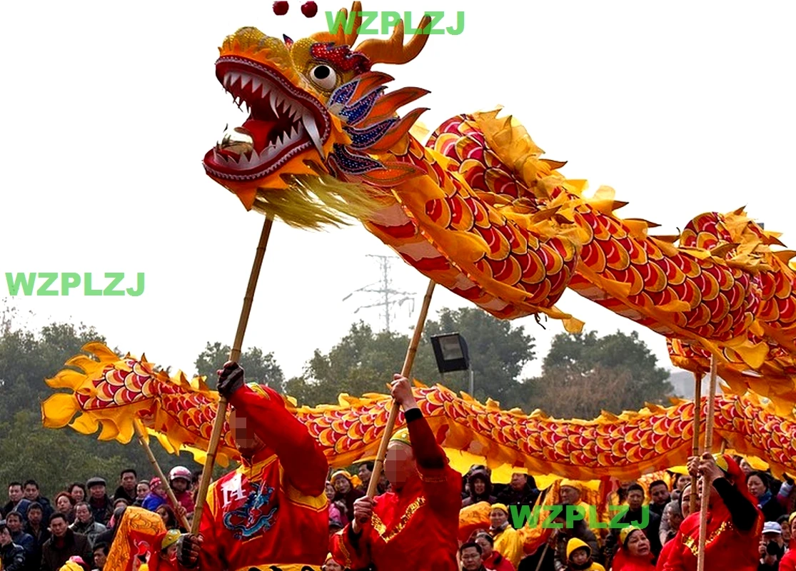 Chinese Folk Festival Celebration Adult 10m China Dragon Dance Costume Silk 4 Players size 4 Outdoor Creative Game Sports Toys