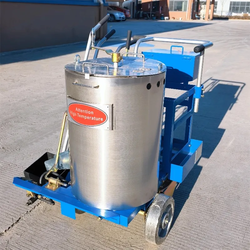 Cheap Durable Gas Heated Hand Push Thermoplastic Road Marking Machine Hopper Glass Bead Spreader Low Maintenance Cost