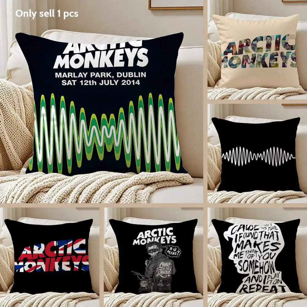 A-Arctic Monkeys Cushion Cover Silky Short Plush Sofa Pillow Cover Hidden Zipper Soft Dustproof Case for Home Decor