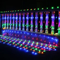 Guirnalda de luces de hadas para exteriores, cortina de ventana de Navidad, decoración para Navidad, boda, fiesta, jardín, 3x2m, 192LED, 8 modos