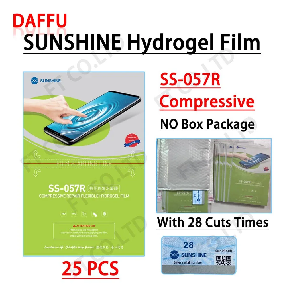 25/50pcs Sunshine SS-057 SS-057A SS-057R SS-057E Flexible Hydrogel Film SS-075S TPU Privacy Screen Protective Film With QR CODE