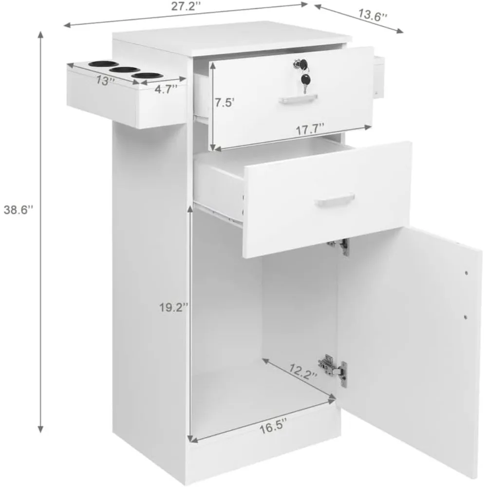 Beauty Salon Station, Locking Beauty Storage Cabinet Salon Hair Dryer Barber Shop Stylist Equipment Salon Furniture