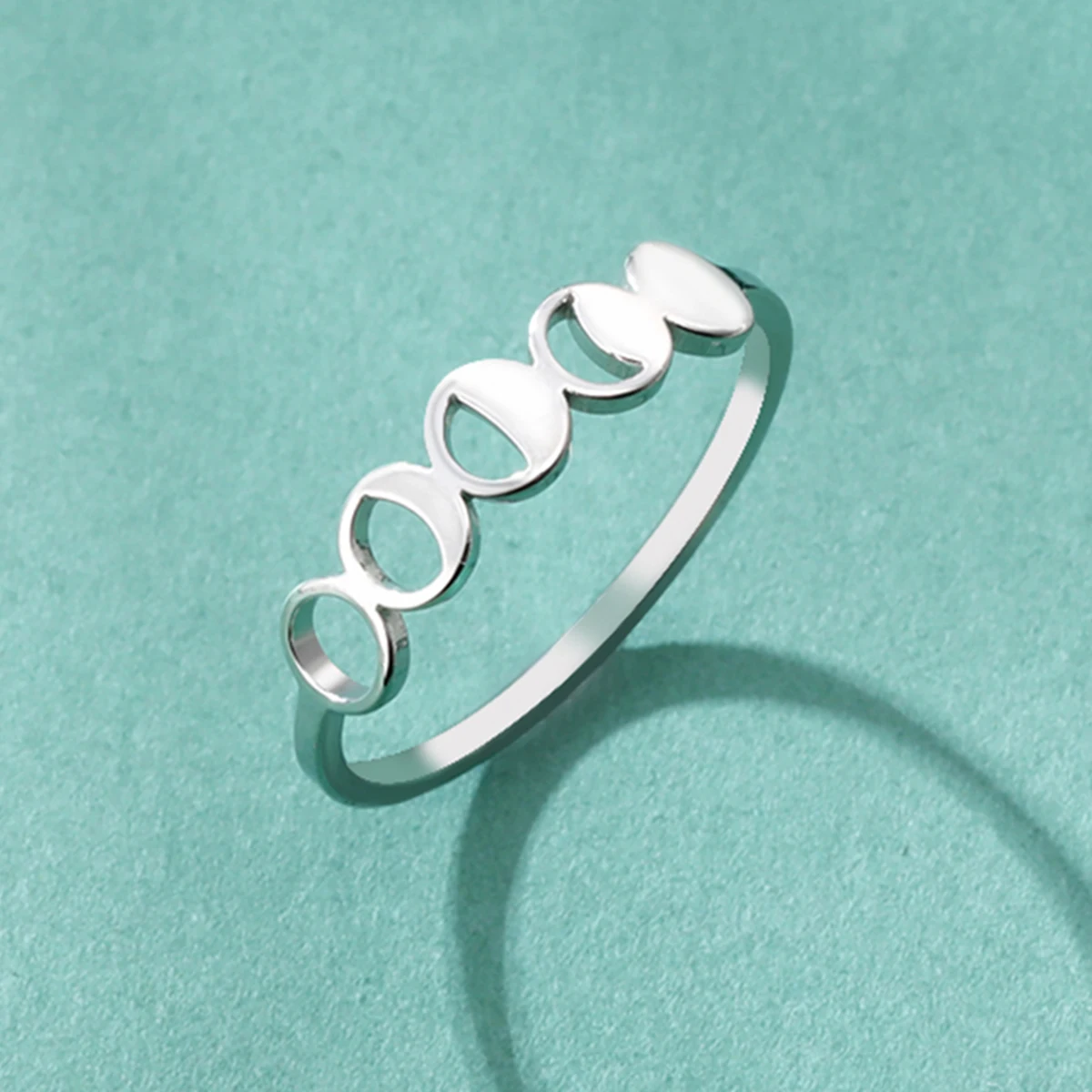 LIKGREAT Lunar Moon Phase Ring Crescent Moon Finger Rings Stainless Steel Minimalist Wedding Band Finger Ring Jewelry for Women