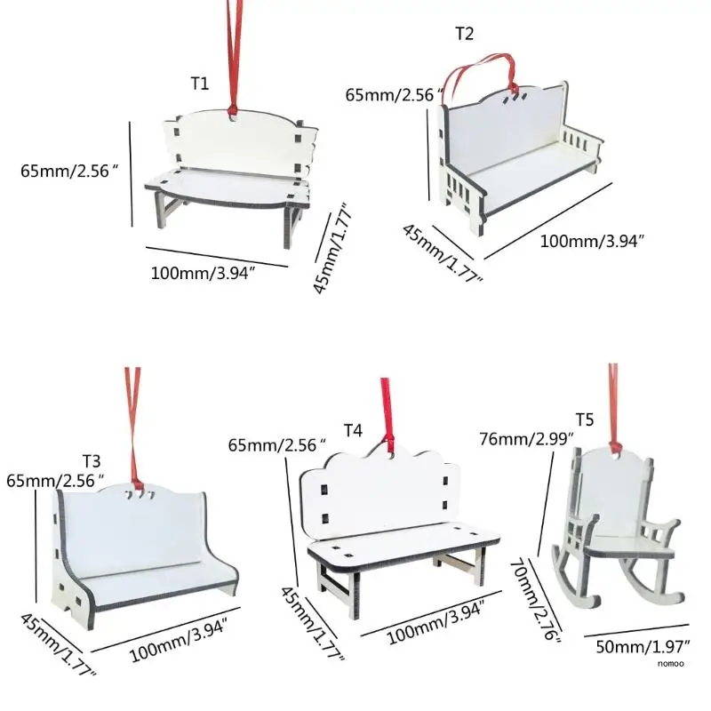 Heat Transfer Long Bench-Chair Pendant MDF Sublimation Pendant Christmas Chair Blank Discs DIY Decor