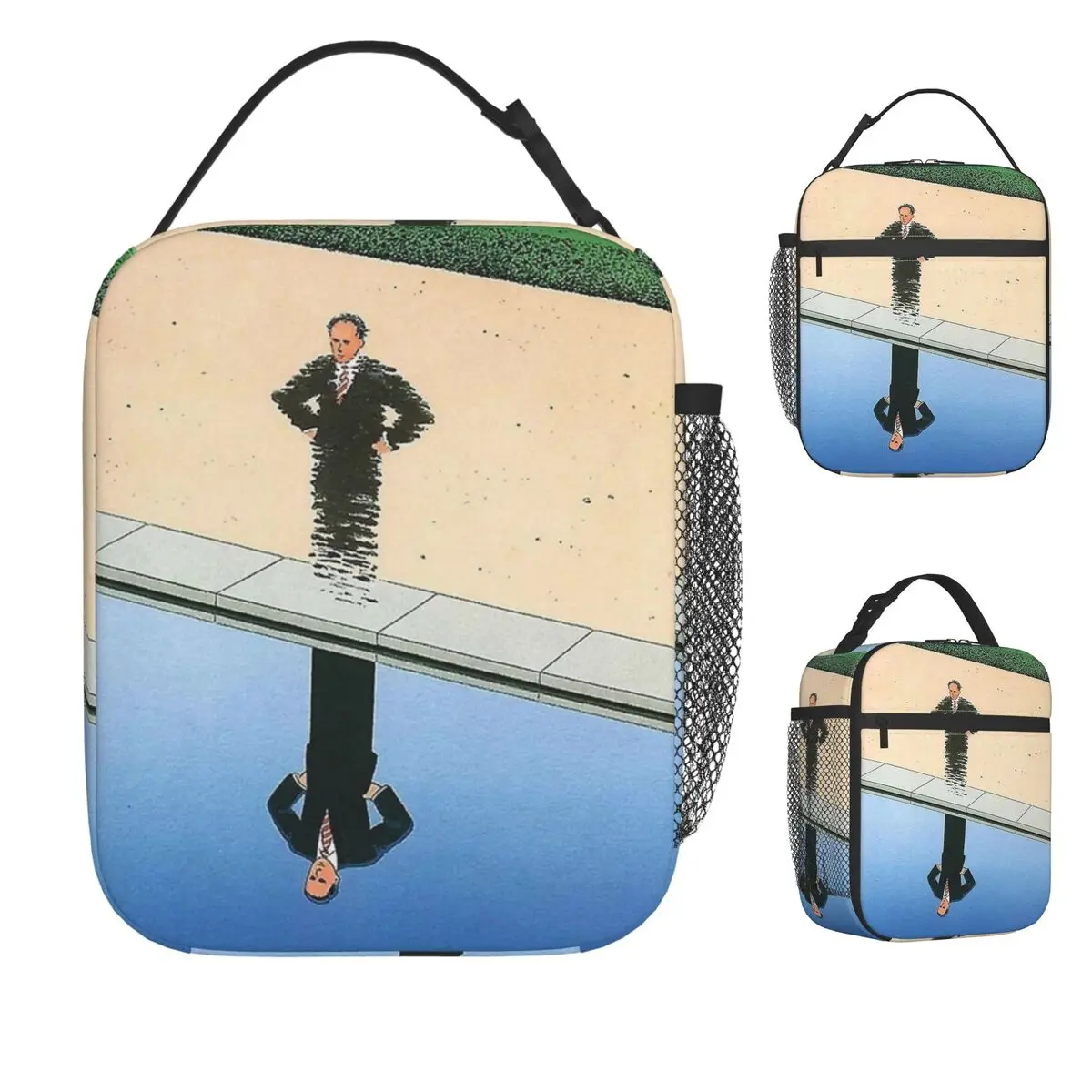 

Guy Billout Reflection In Water Сумка для обеда Портативный ланч-бокс Офисная графическая сумка-холодильник Забавные водонепроницаемые термосумки-тоут