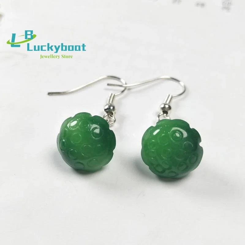 

Customized Natural Green Jade Lotus Bead DIY Earrings Charm Jewellery Fashion Accessories Hand-Carved Woman Luck Amulet Gifts