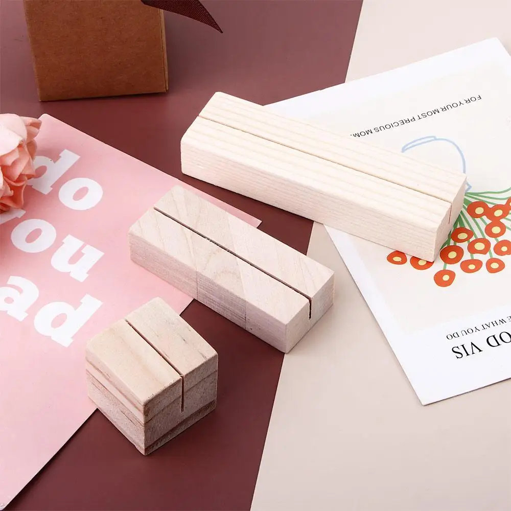 Office Stationery Memo Holder Message Crafts Picture Support Photo Holder Clamps Stand Natural Wood Memo Clips Desktop Stand