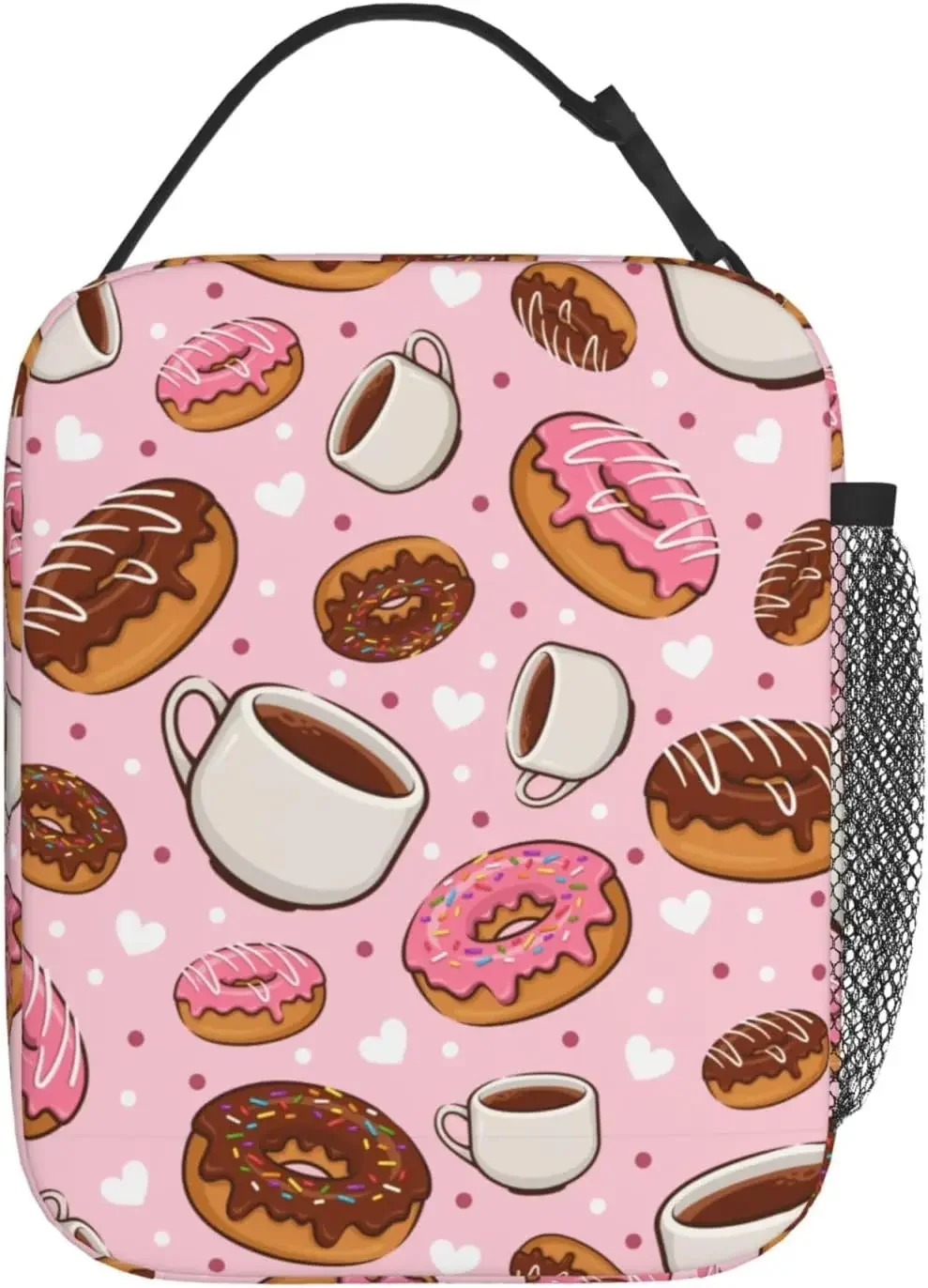 Cute Donut Lunch Bag Insulated Reusable Lunchbox Portable Cooler Lunch Tote Bag For Women Men Work Picnic Camping Picnic