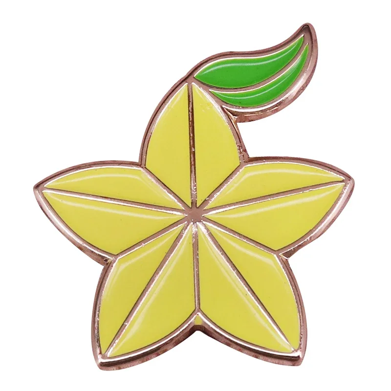 Yellow starfruit brooch planar cut slice fruits badge Kingdom Hearts inspired Paopu pin fruitarian gift summer tropical jewelry