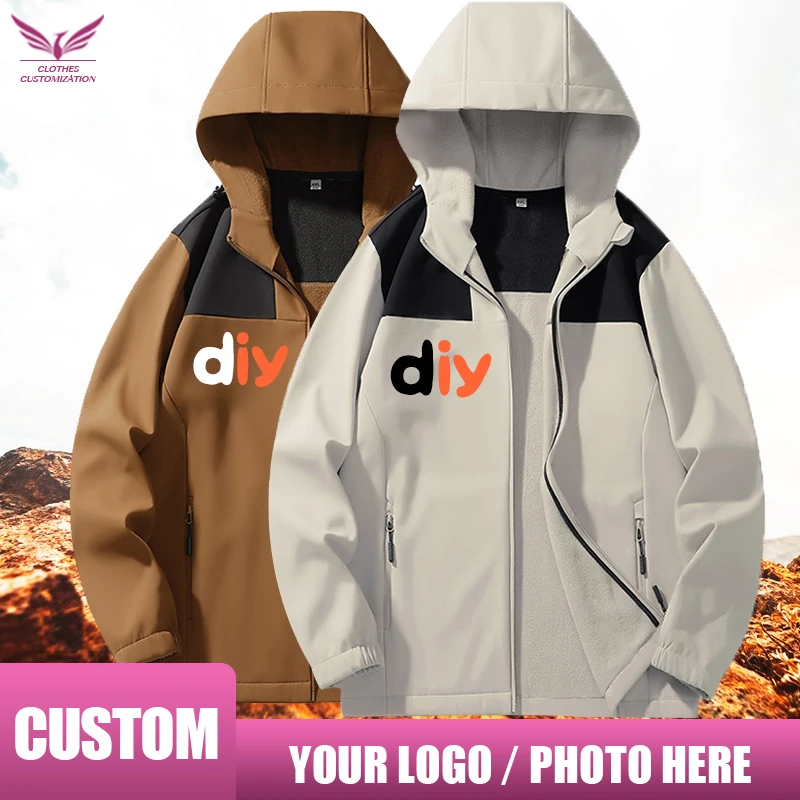 

Customized autumn warm jacket team batch custom workwear print logo outdoor waterproof warm coat Men Windbreaker Warm Parkas