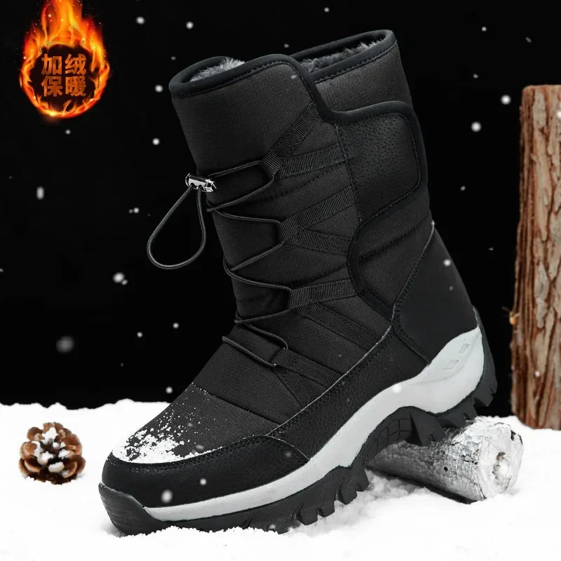 Snow Boots for Mens Winter Cotton High Tops Platform Outdoor Casual Warm Plush Water Proof Non-slip Men's Boot Explosive Style