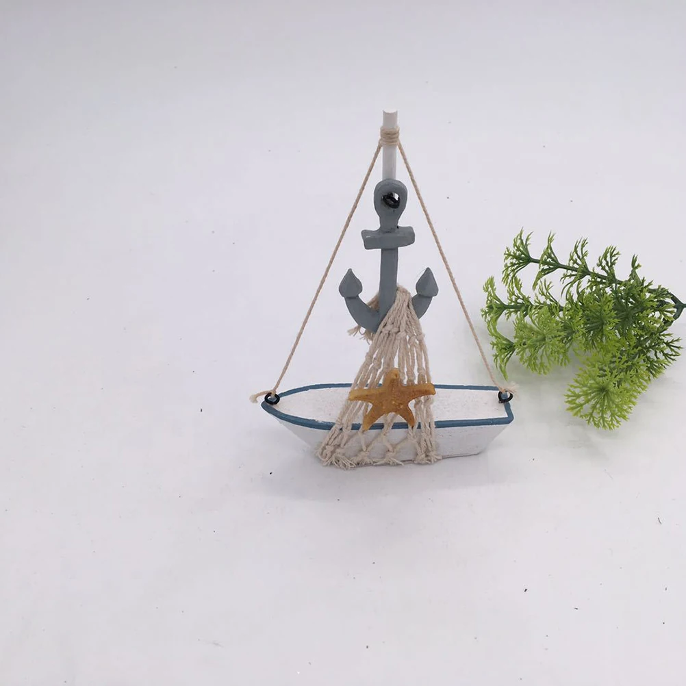 

4pcs Sail Boat Decoration Retro Home Accessories Wooden Resin nament for Room Cabinet Creative Fashion Durability
