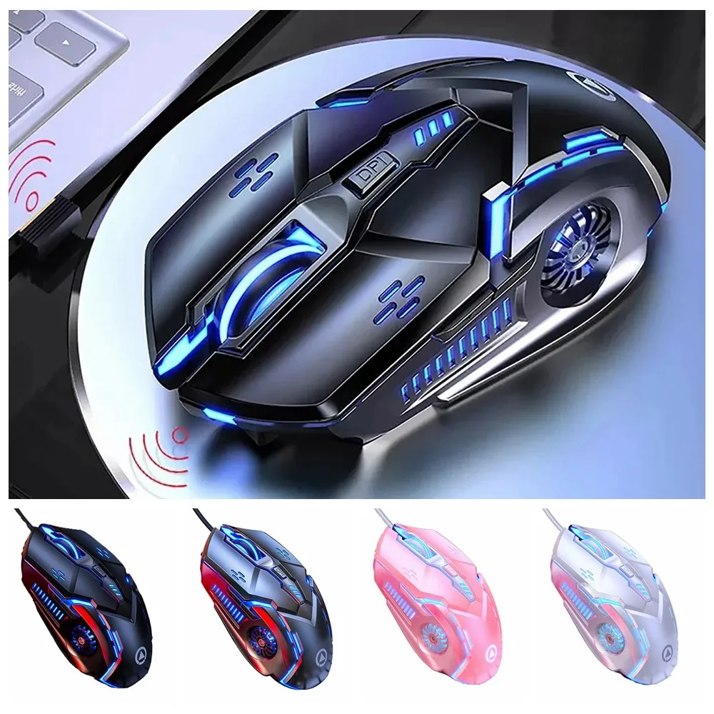 

Профессиональная красочная световая проводная мышь с подсветкой, бесшумная USB-мышь, механическая эргономичная компьютерная мышь, ПК, ноутбук