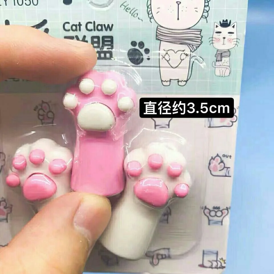 Kawaii Cat Paw Pen Cover With Eraser School Stationery Pencil Cover Pen Protector Student Writing Accessories Pencil Extender