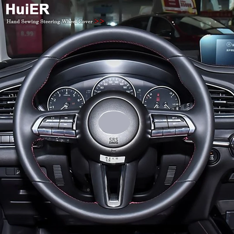 

Hand Stitching Auto Car Steering Wheel Cover Wrap For Mazda CX-30 CX30 2020-2025 Slip-resistant Breathable Interior Accessories