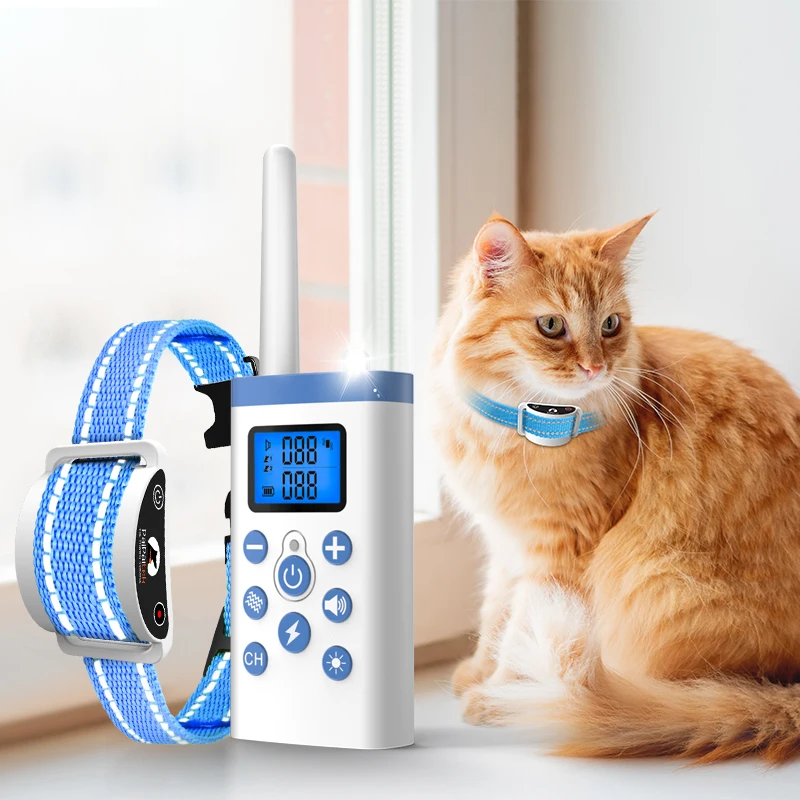 Cat Anti Meow Collar Cat Training Collar with Remote 3 Modes Beep Vibration Shock, Auto Anti-Bark for Bad Behavior, USB Charging