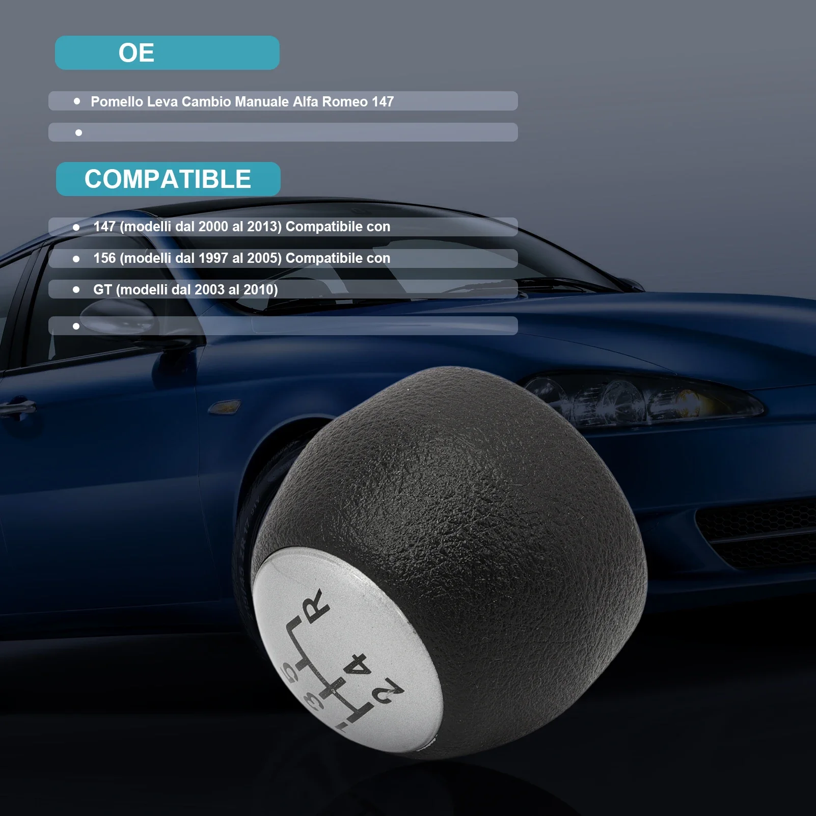 

5-скоростная черная глянцевая пластина, ручка из АБС-пластика, ручная ручка рычага переключения передач для Alfa Romeo 147 156 GT