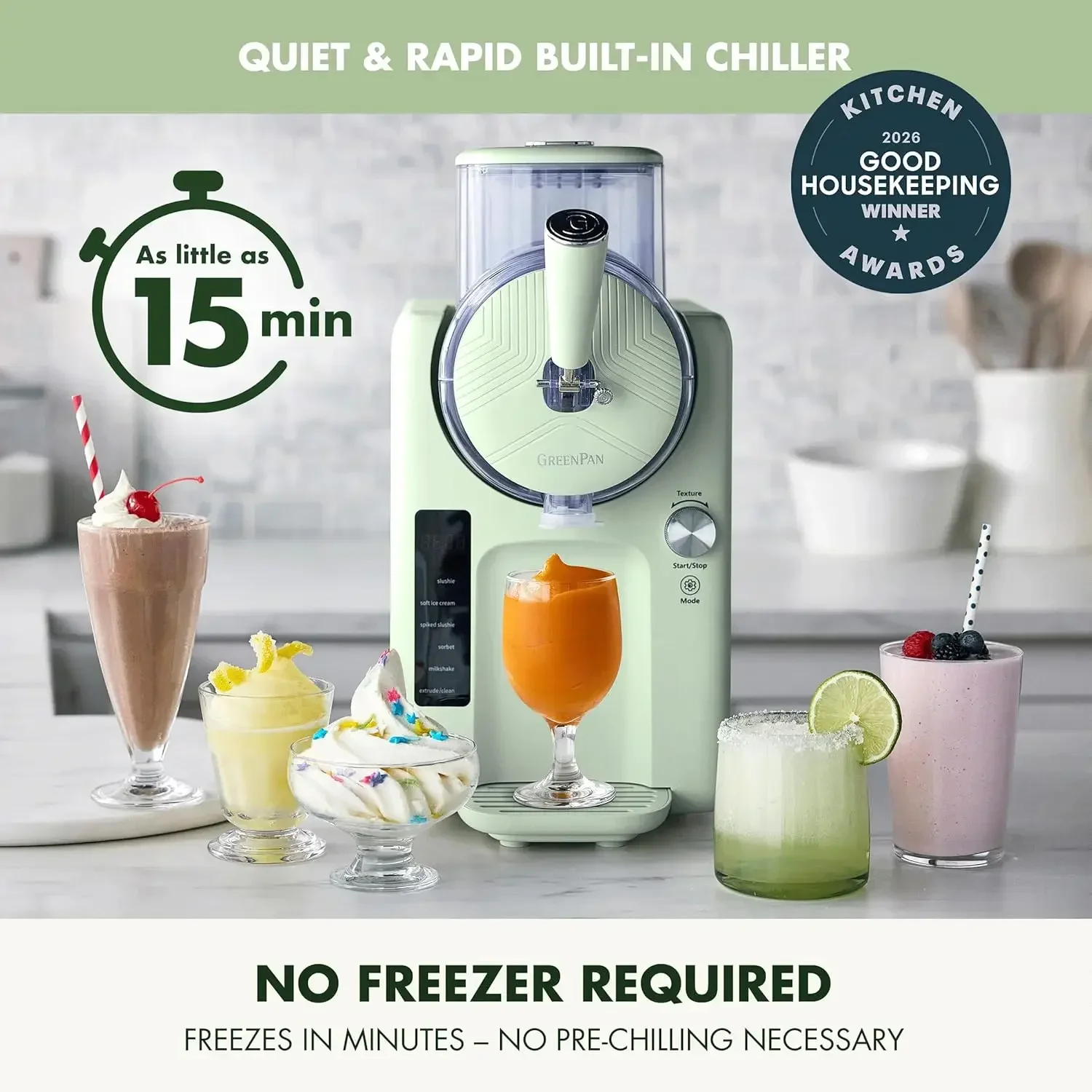 Frost Ice Cream Maker & Slushie Machine, Soft Serve, Sorbet, Margaritas, Milkshakes, Frozen Yogurt, No Pre-Freezing, Ready in 15