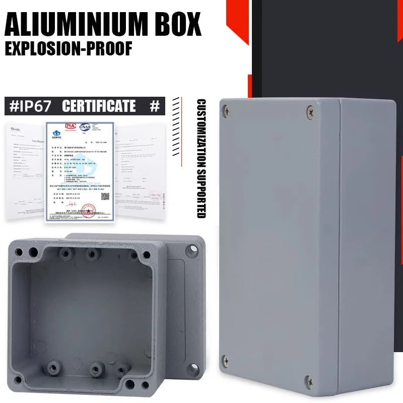 Boîtier étanche IP67 pour extérieur, en aluminium moulé, personnalisable pour projets d'ingénierie, boîte électronique scellée anti-explosion