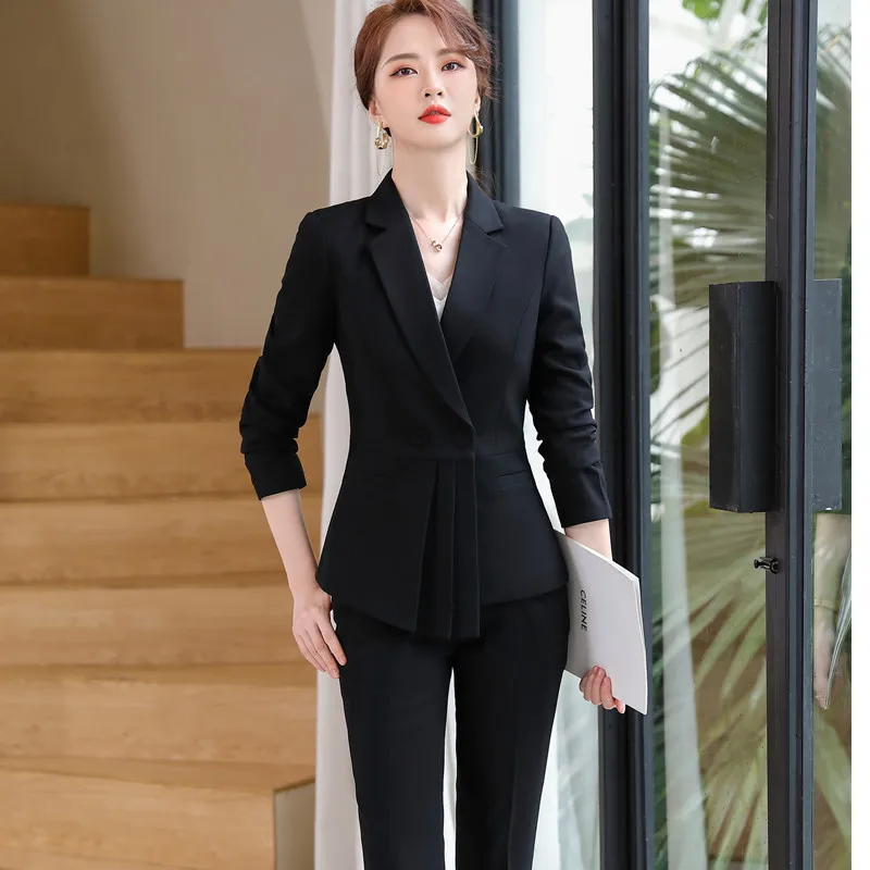 Imagem -04 - Feminino Terno Novo Temperamento Profissional Formal Manga Longa Moda Blazer e Saias Senhoras do Escritório Trabalho Wear Alta Qualidade