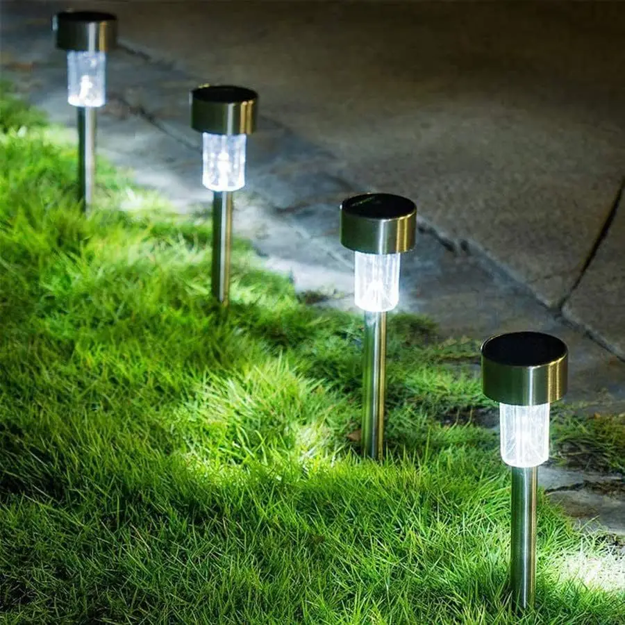 Solar Ground Plug Light, Aço inoxidável, Luz de tubo pequeno, Iluminação de paisagem ao ar livre para quintal, pátio, gramado, 5pcs