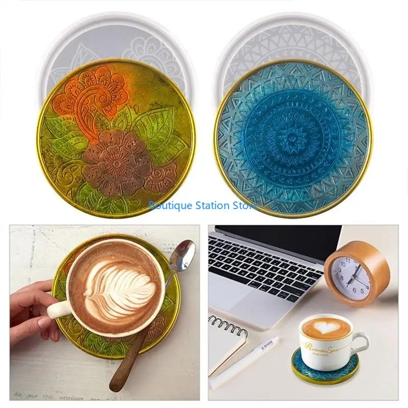 

Y55F круглая подставка с рисунком, УФ-форма для эпоксидной смолы, коврик для чашки ручной работы, коврик для кружки, силиконовая