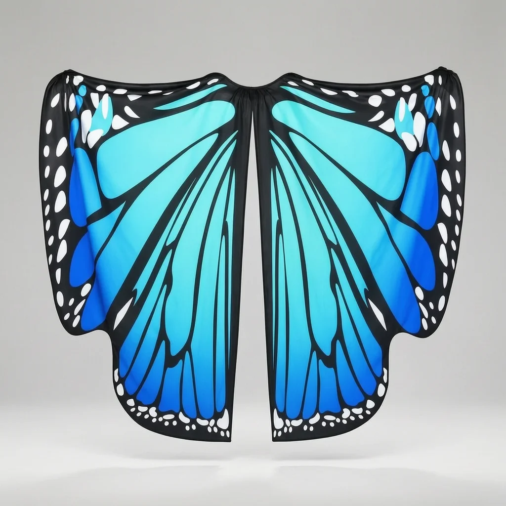 Butterfly Fairy Wings Rainbow Cape Shawl For Ladies Cosplay Party Festival Costume Accessory Prop