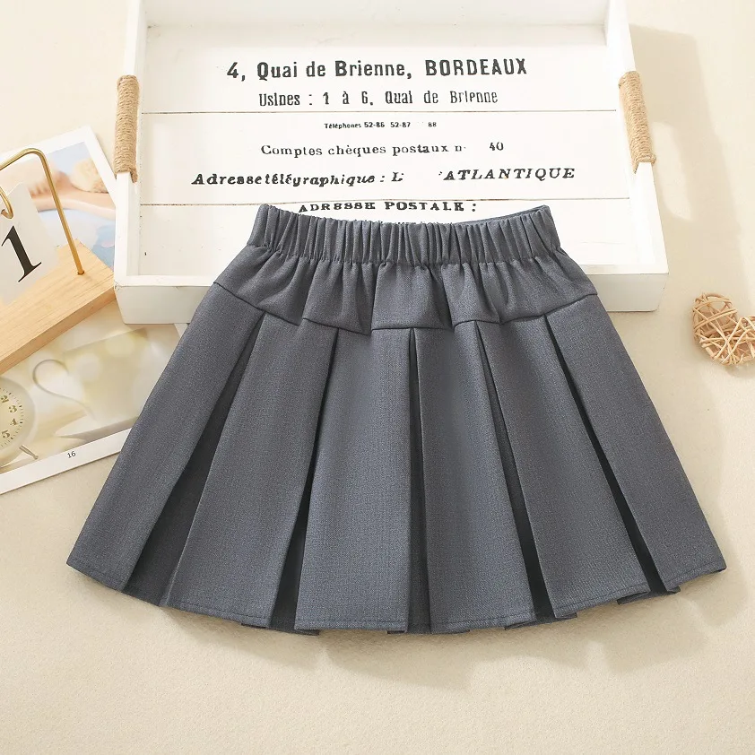 LILIGIRL 2025, einfarbiger Faltenrock für Mädchen, Herbst-Rock für kleine Mädchen, koreanischer Kinderrock im College-Stil – Detail 4