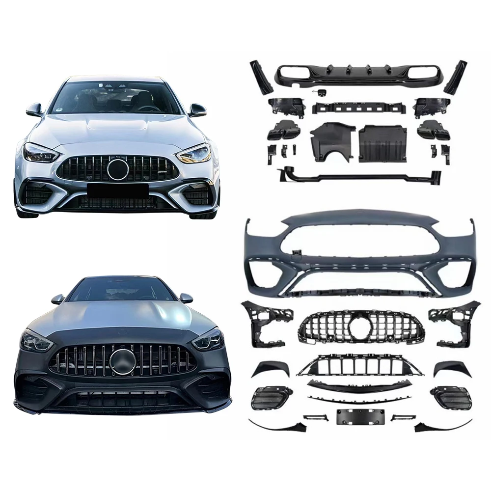 

Full Set Facelift Rear Front Grille Bumper W206 C63 Bodykit Body Kit for Mercedes Benz C-class W206 Upgrade To C63 AMG 2022 2023