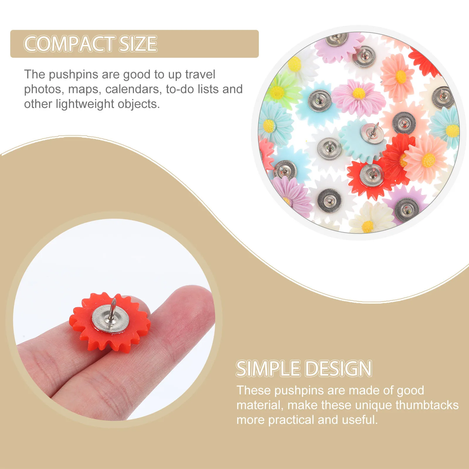 

30Pcs Resin Daisy Push Pins Decorative Thumbtacks for Cork Board Bulletin Board Photo Map Calendar Push Pin Thumb Tacks