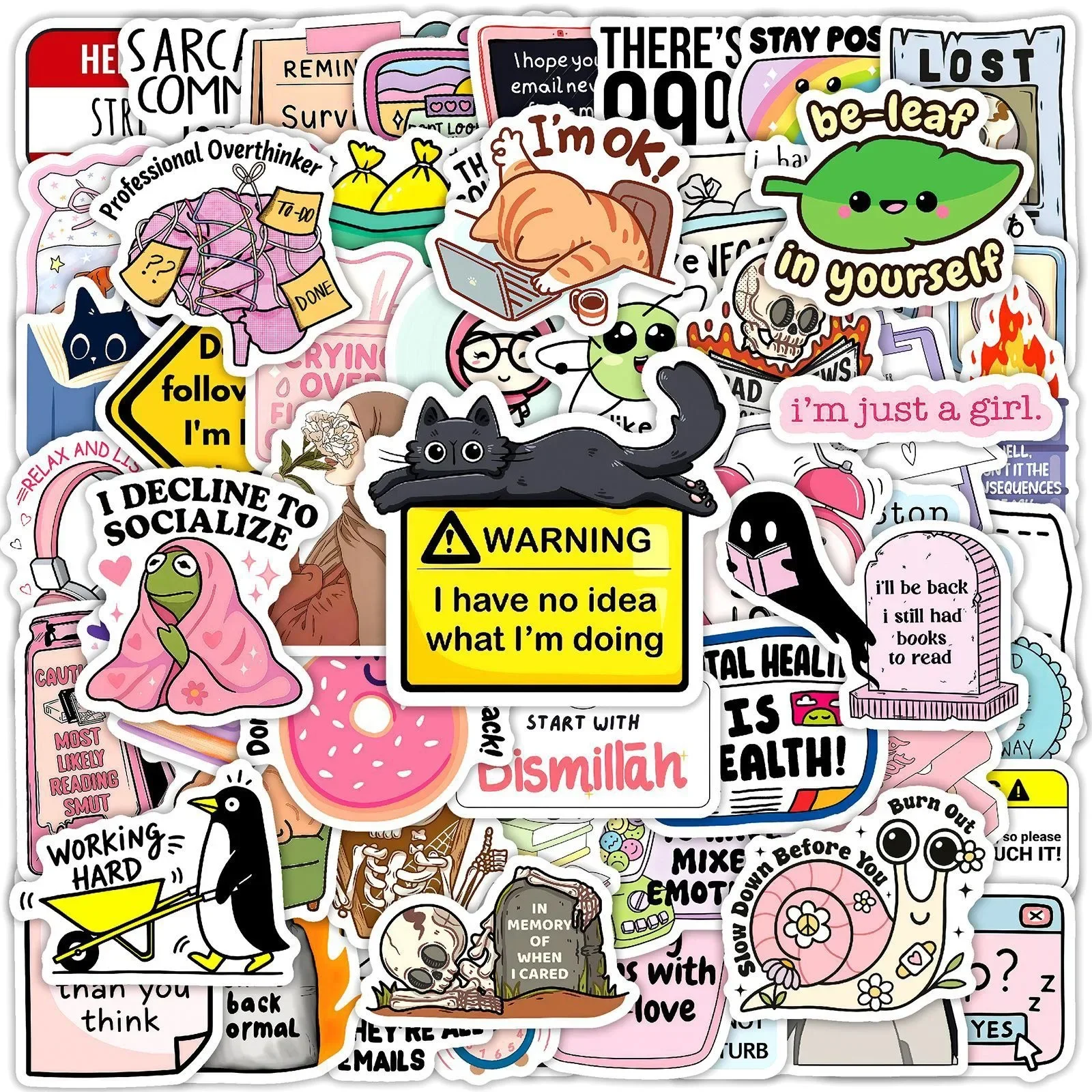 50 Stück Lustige Kreative Witzige MEME Cartoon-Aufkleber Graffiti-Dekoration für Notizbuch Handy Gitarre Kühlschrank Koffer Spielzeug-Aufkleber – Detail 1