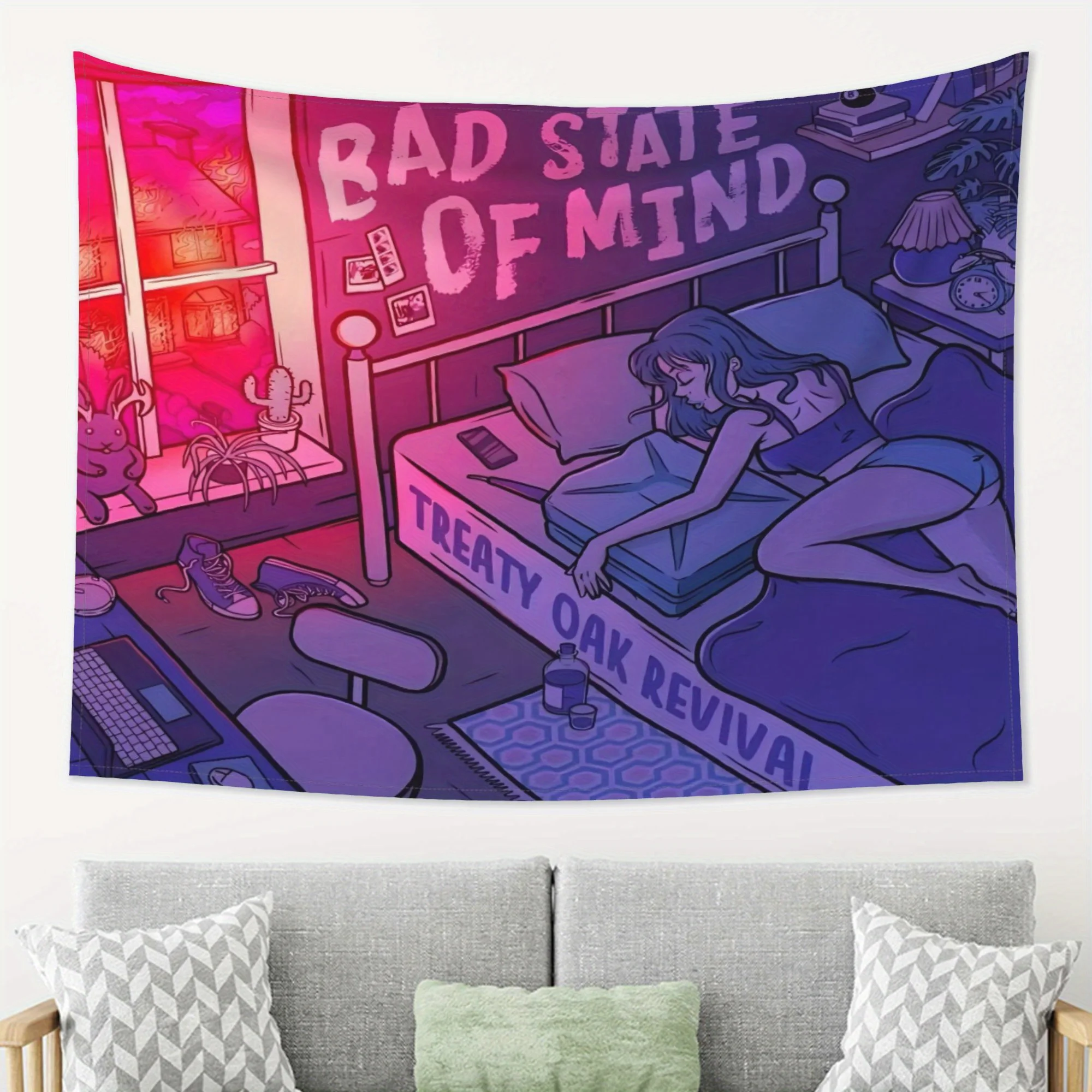 

VIKAMA Healing-Inspired Tapestry Gradient Light Shadow Bedroom Feature Wall Psychological Wellness Space Artistic Home Decor