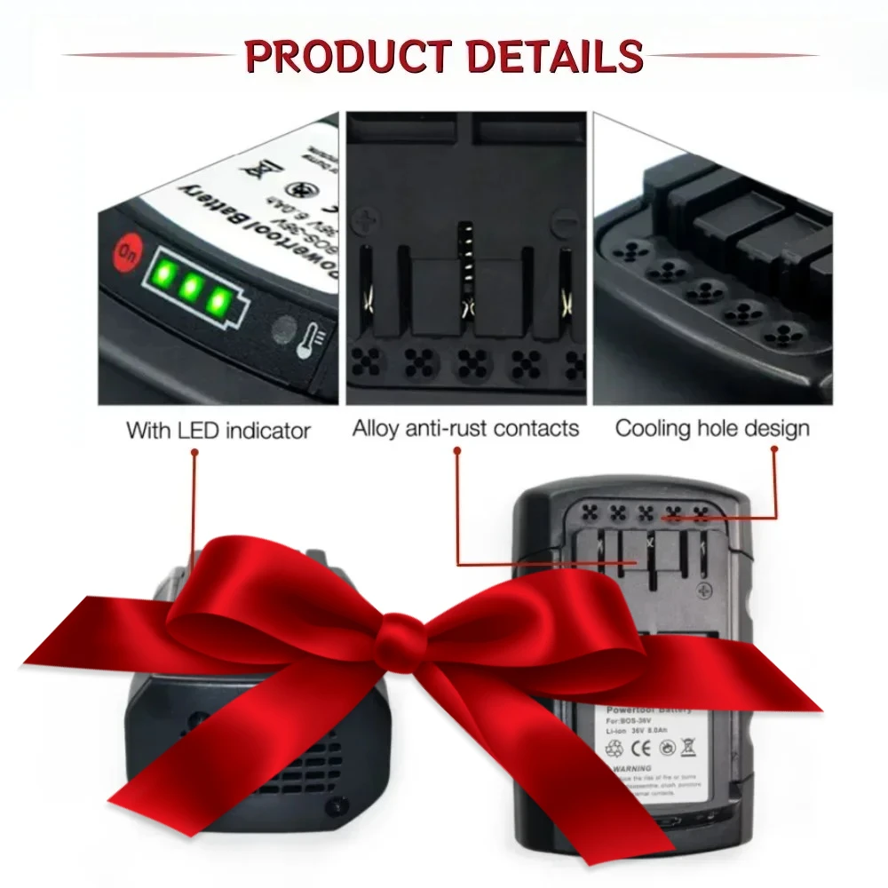 

For Bosch 36V 8.0AH Lithium-Ion Rechargeable Battery BAT810 BAT840 D-70771 BAT836 BAT818 2607336003 Replacement Tools Battery