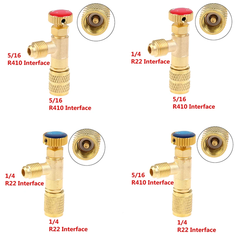 Soupape de sécurité pour liquide de fourmi indispensable de climatisation, adaptateur de sécurité, réparation de climatisation, fluorure, R410A, R22, 1/4 po