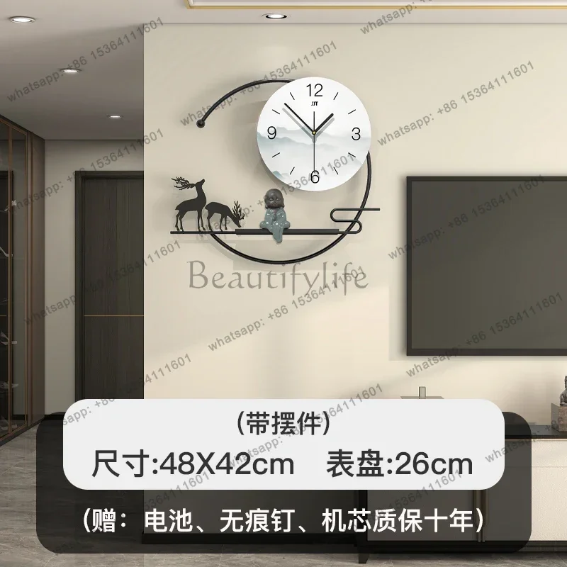 LJY Large Round Metal Wall Clock Modern Minimalist Silent Easy Read for Restaurant Kitchen Office Industrial Loft Decor