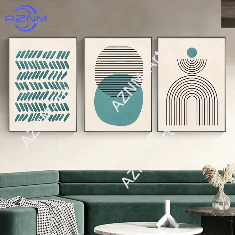 1 Stück/3 Stück nordisches Poster, minimalistische, farbenfrohe Geometrie, Leinwanddruck, Schlafzimmerdekoration, abstrakte Wandkunst für Zuhause, Dekoration