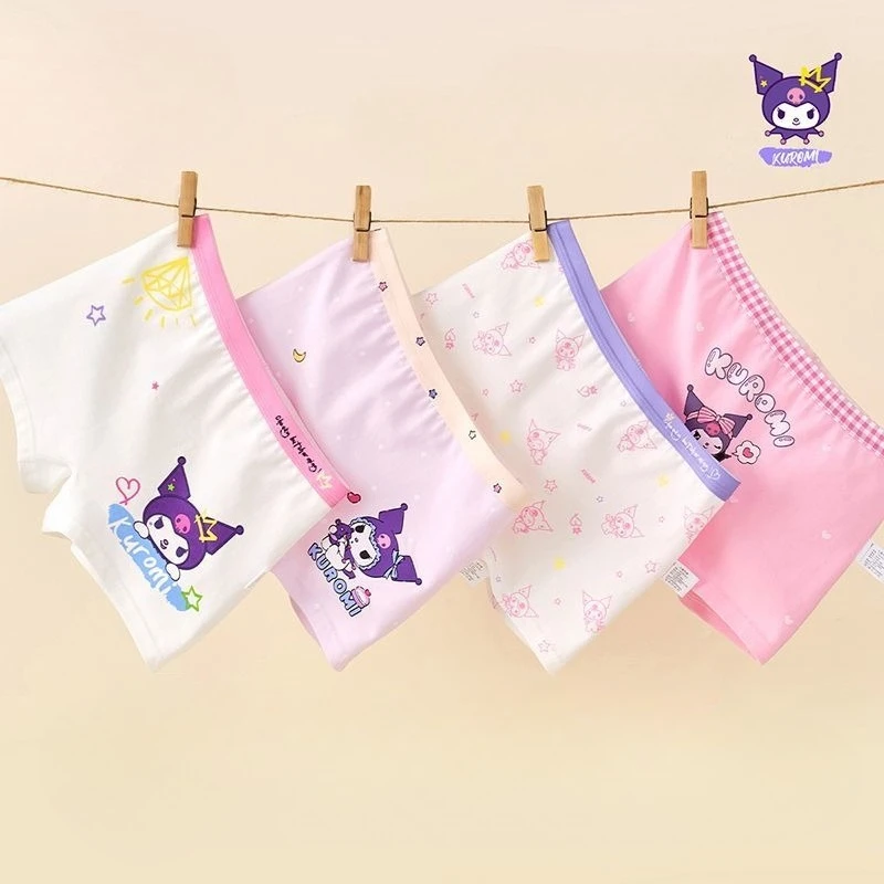 6pcs Pack Set of Sanrio Kuromi Melody 0A Antibacterial Cartoon Underwear, Grils Boxer Shorts