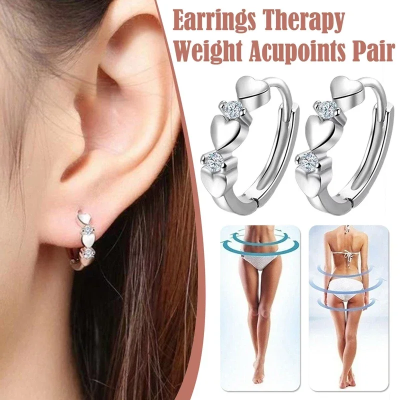 

1 Pair Love Heart Cubic Zirconia Earrings Therapy Acupoints Slimming Ear Magnetic Weight Loss Jewelry Girls Fashion Accessories